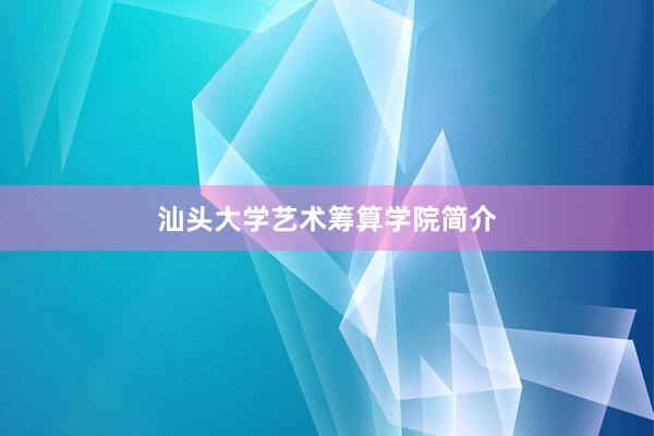 汕头大学艺术筹算学院简介
