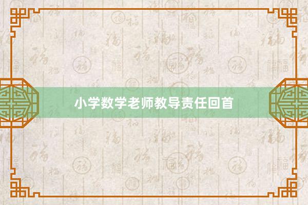 小学数学老师教导责任回首